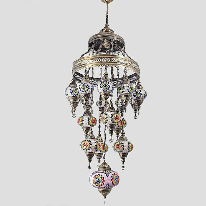 MOSAIC GLASS CHANDELIER SEVENTEEN GLOBES
