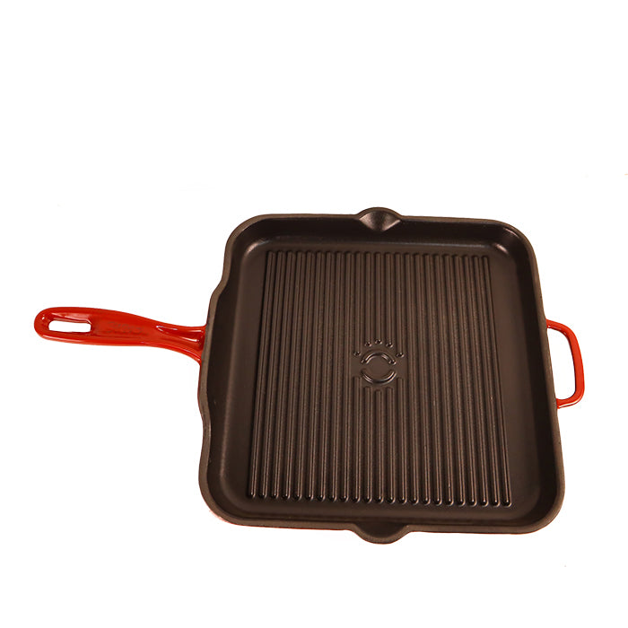 CAST IRON GRILL PAN 30x30 CM 1.5 LT CLARET RED SIL-3030KT