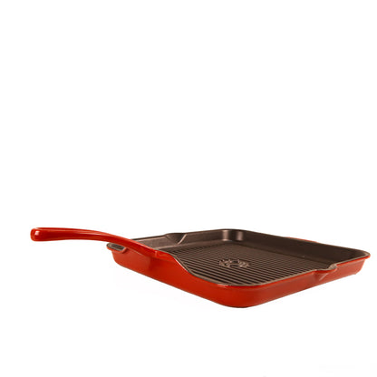 CAST IRON GRILL PAN 30x30 CM 1.5 LT CLARET RED SIL-3030KT