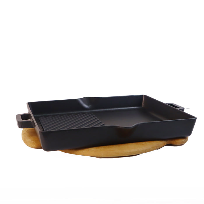 CAST IRON GRILL PAN 26x32 CM 2.6 LT BLACK SIL-2632YD