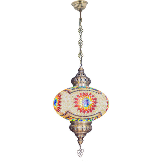 MOSAIC GLASS CHANDELIER ONE GLOBE BIG SIZE