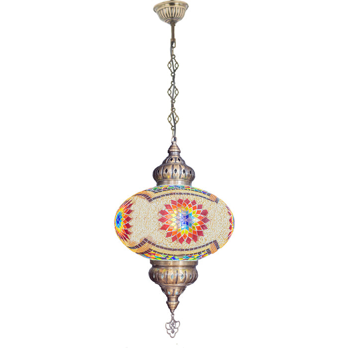 MOSAIC GLASS CHANDELIER ONE GLOBE BIG SIZE