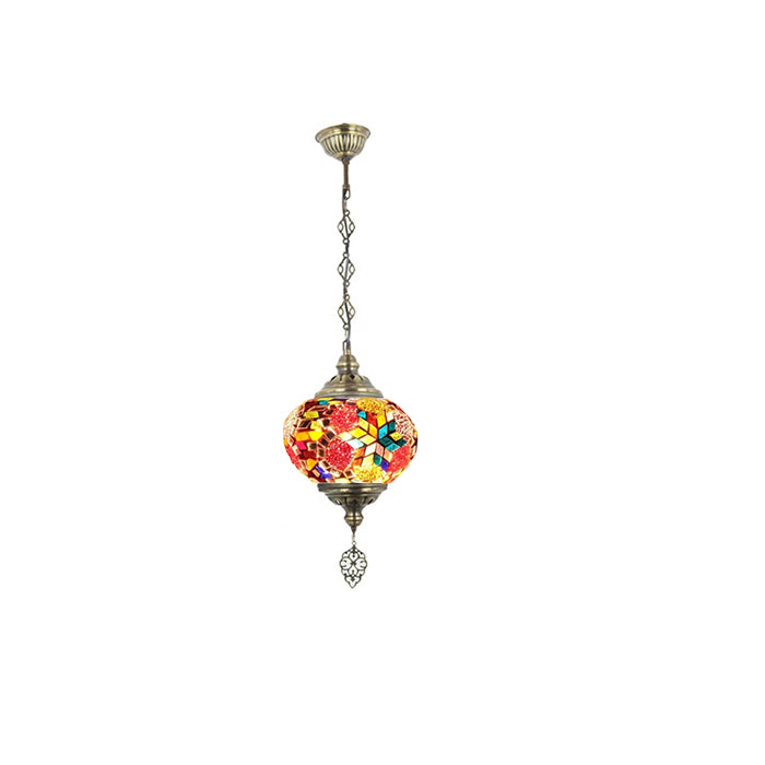 MOSAIC GLASS CHANDELIER ONE GLOBE