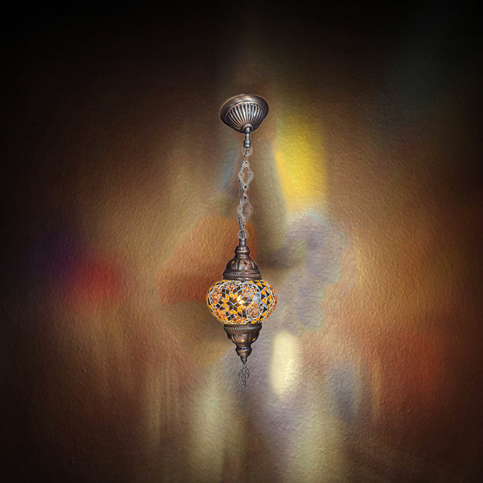 MOSAIC GLASS CHANDELIER ONE GLOBE