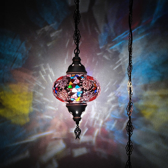 MOSAIC GLASS CHANDELIER ONE GLOBE