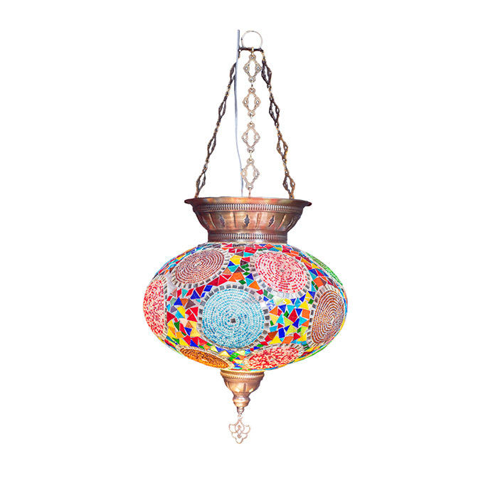 MOSAIC GLASS CHANDELIER ONE GLOBE BIG SIZE