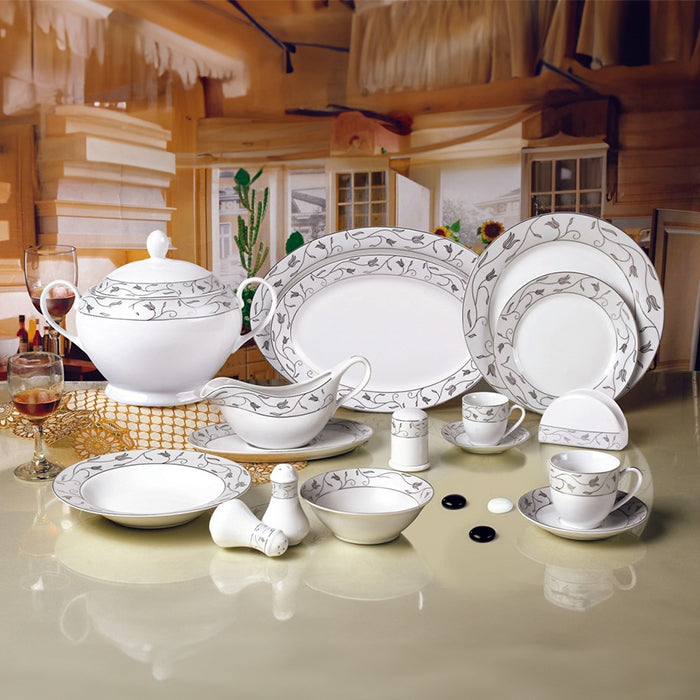 DINNER SET 98 PCS NICE DESIGN SILVER