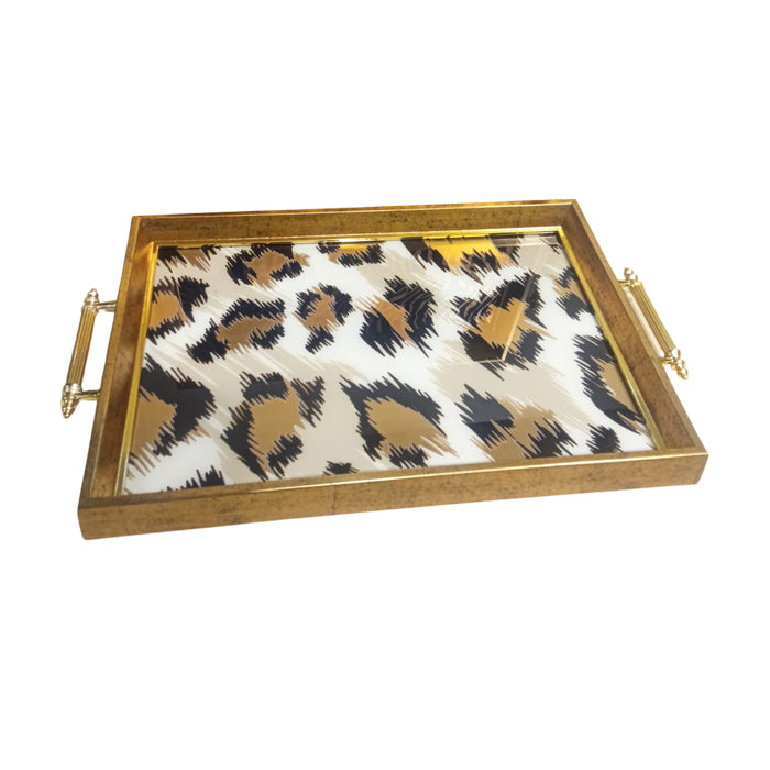 DECOR LUXURY TRAY WOODEN GLASS CEMILE