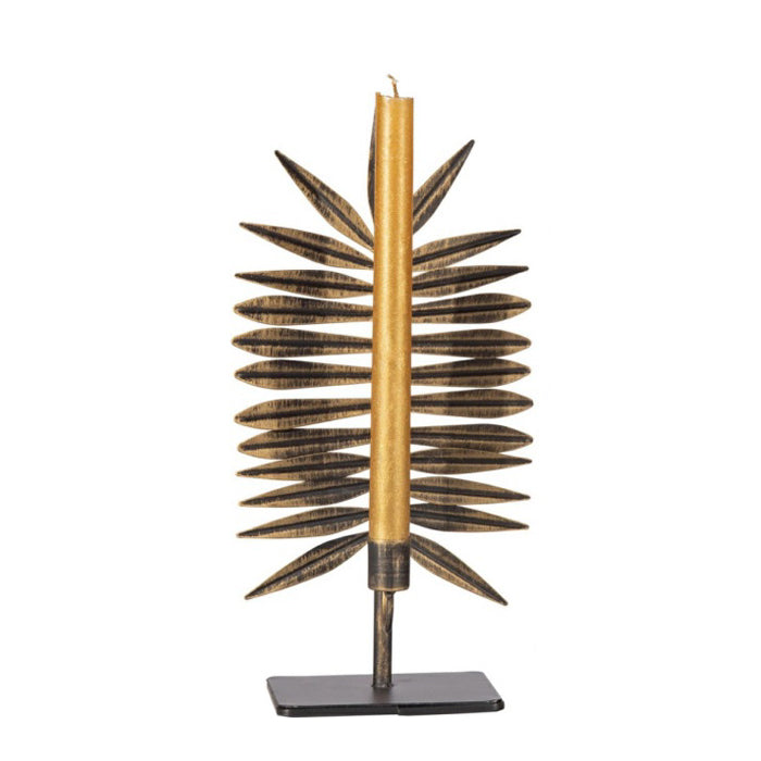 CANDLE HOLDER WOOD  GOLD DECOR