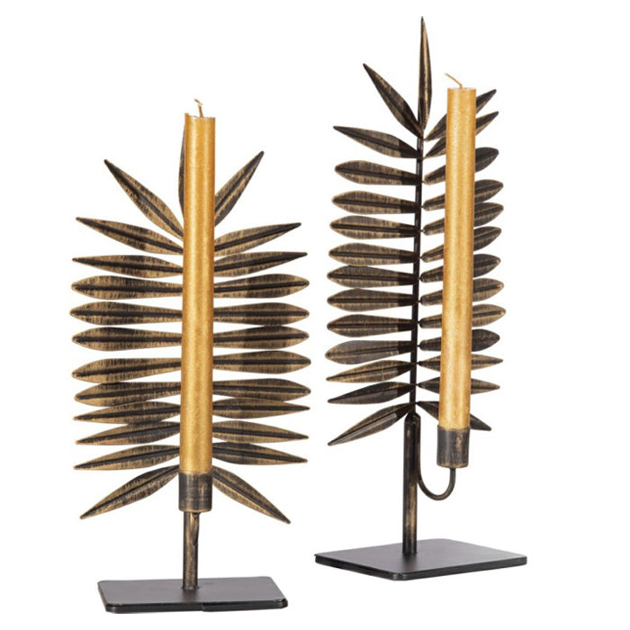 CANDLE HOLDER WOOD  GOLD DECOR
