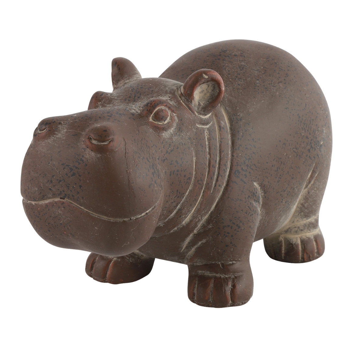 DECOR STATUE HIPPOPOTAMUS BROWN