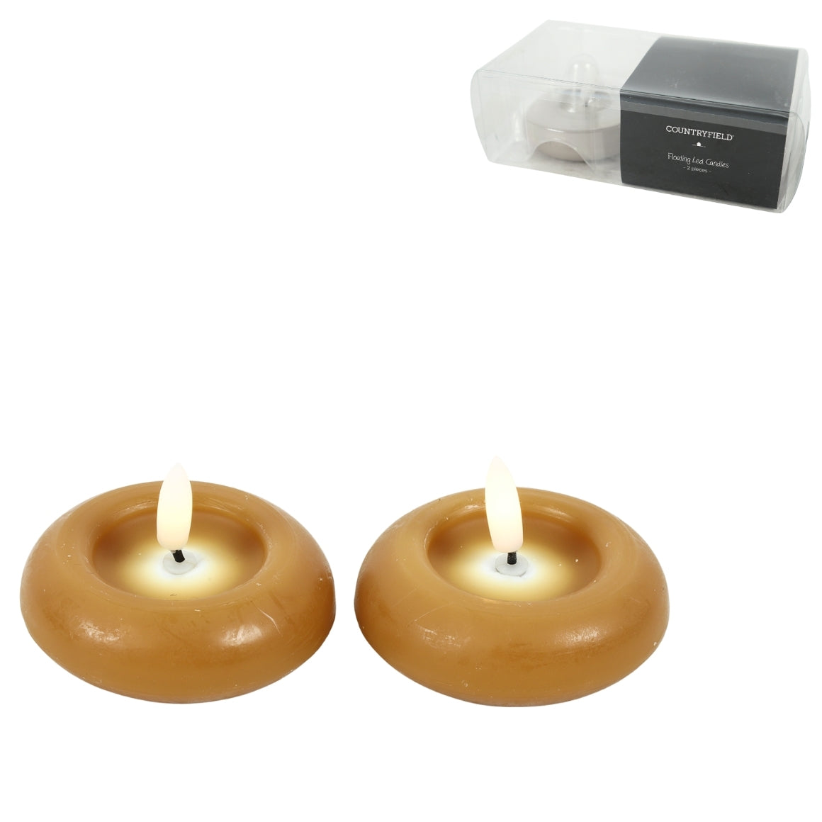 FLOATING GREEN LED CANDLE  2 PCS SET 8 CM