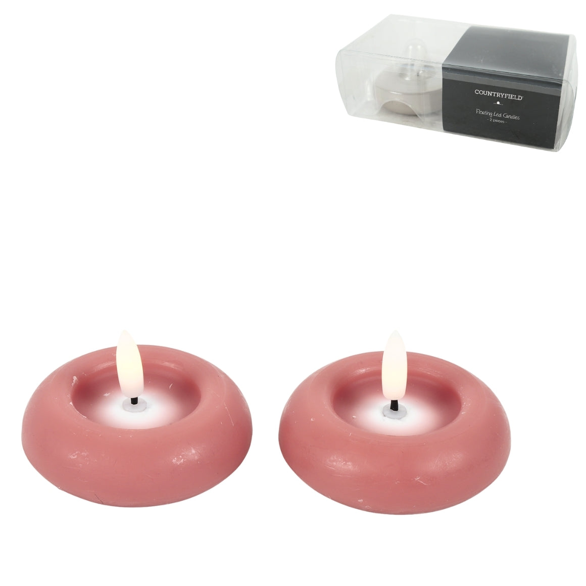 FLOATING GREEN LED CANDLE  2 PCS SET 8 CM
