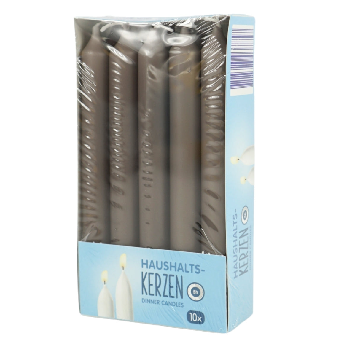 DINNER CANDLES GREY 16 CM 10 PCS SET