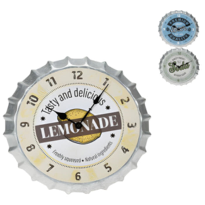 WALL DECOR WALL CLOCK BOTTLE CAP 35 CM