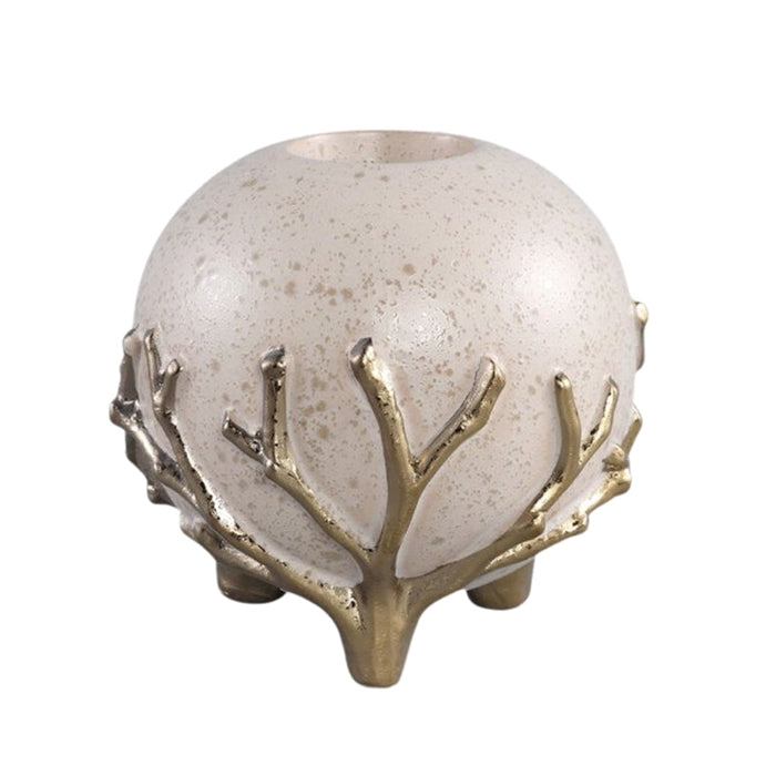 PTMD LIGHT HOLDER QUIN CREAM DECOR 12 CM