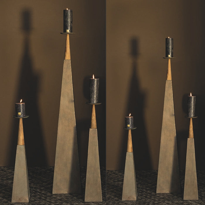 PTMD CANDLE HOLDER CINDER GRAY DECOR   120 CM
