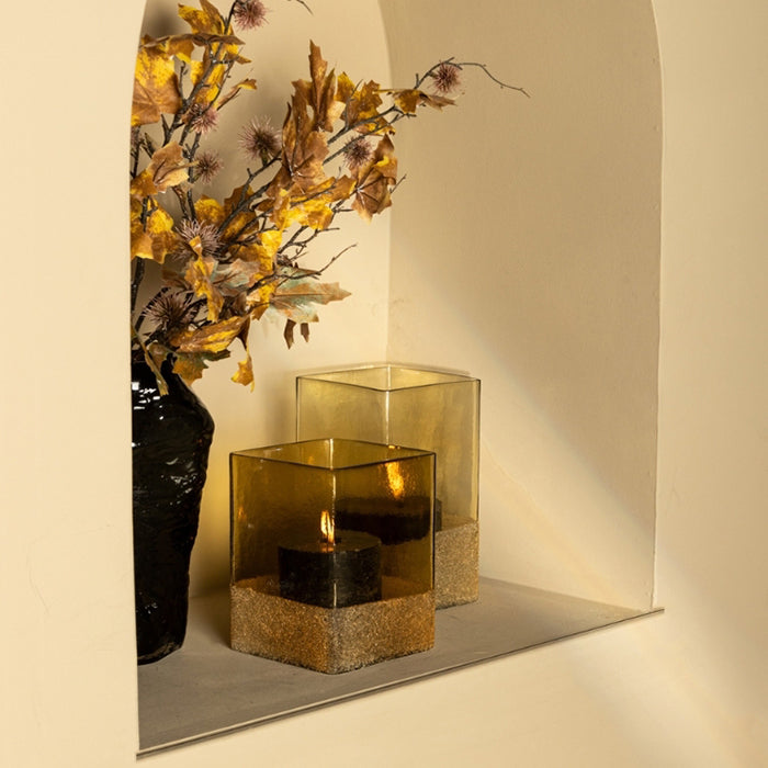 TEALIGHT HOLDER  PTMD SIERRA GOLD 13 CM