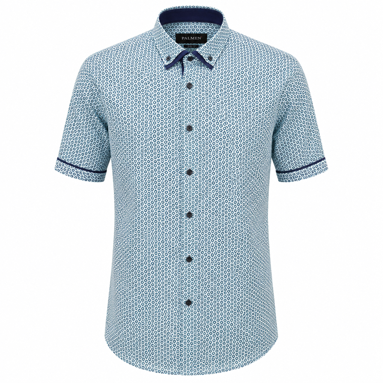 PALMEN BLUE FLORAL SHORT SLEEVE
