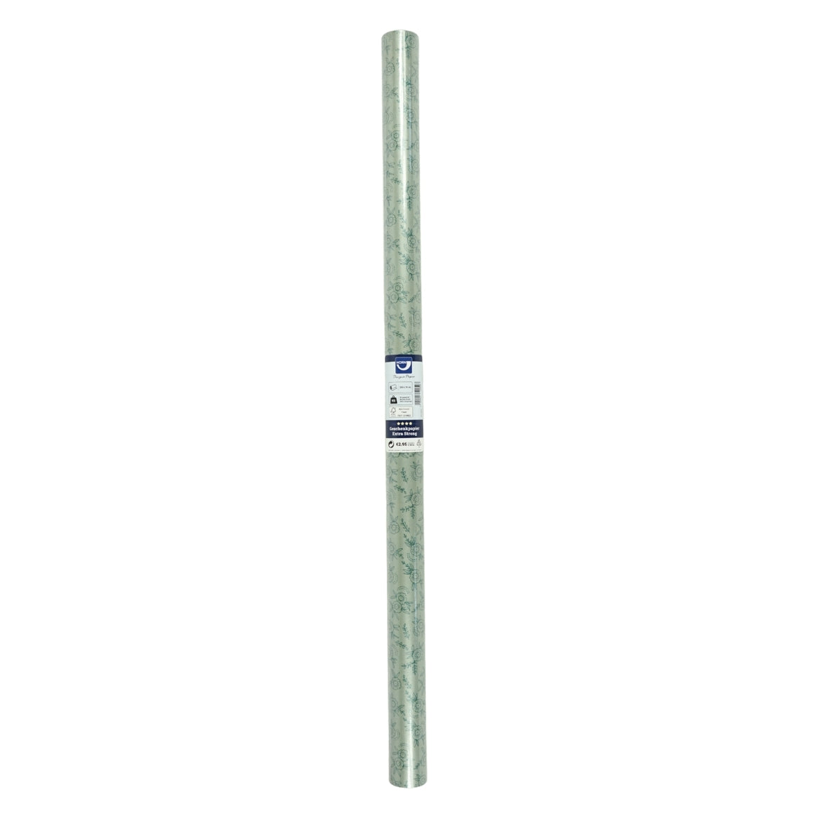 GIFT PACKING PAPER FLOWERS TEAL 200x70 CM