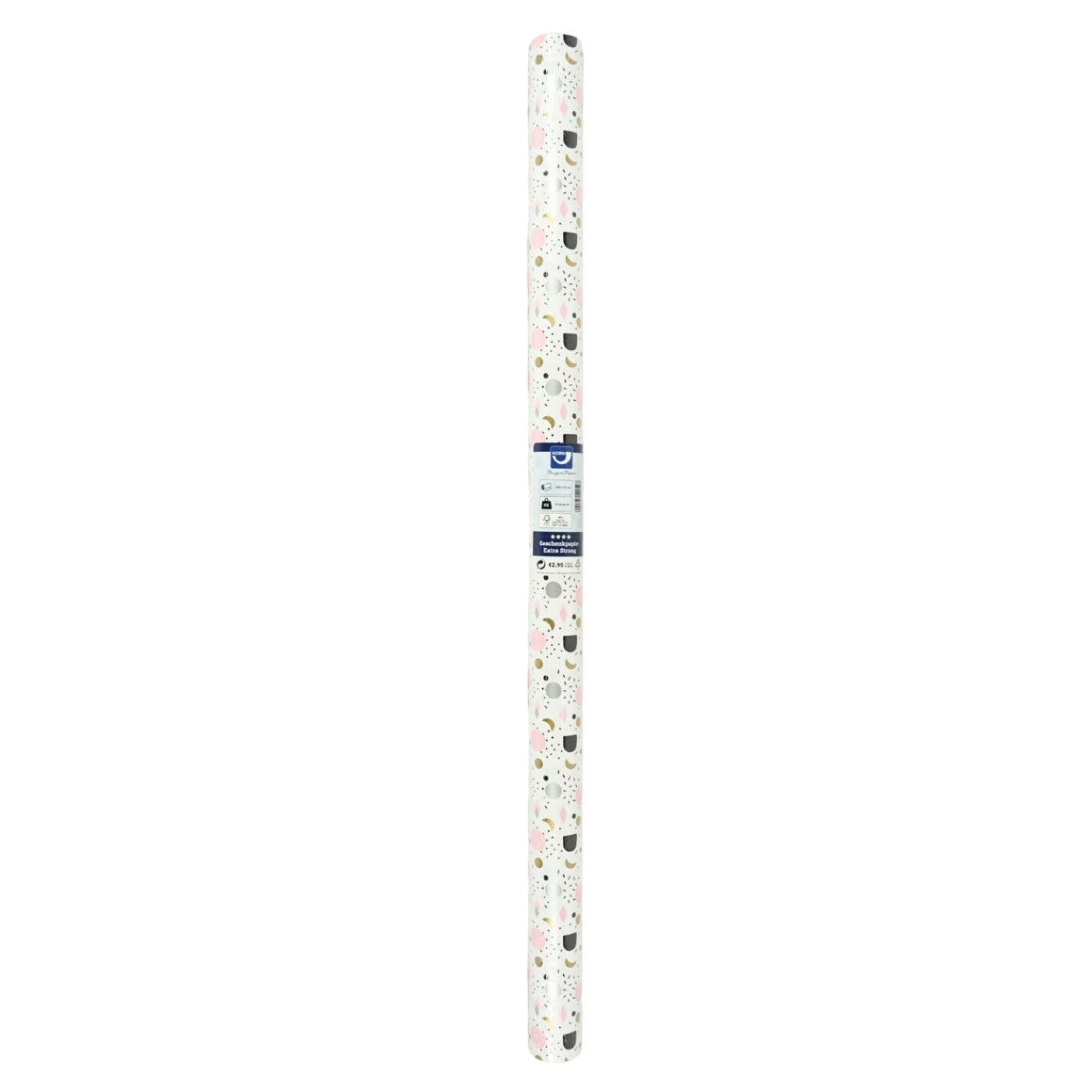 GIFT PACKING PAPER WHITE PINK 200x70 CM