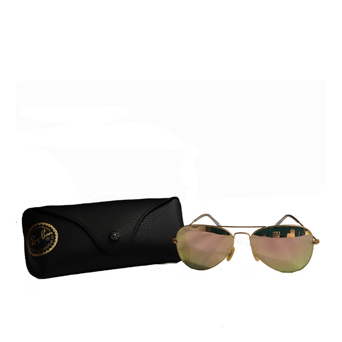 RAYBAN AVIATOR SUNGLASS GOLD/PINK
