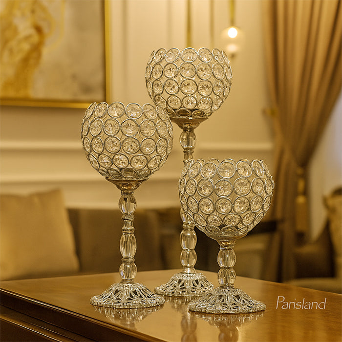 CANDLE HOLDER SINGLE 25 CM SILVER CYRSTAL