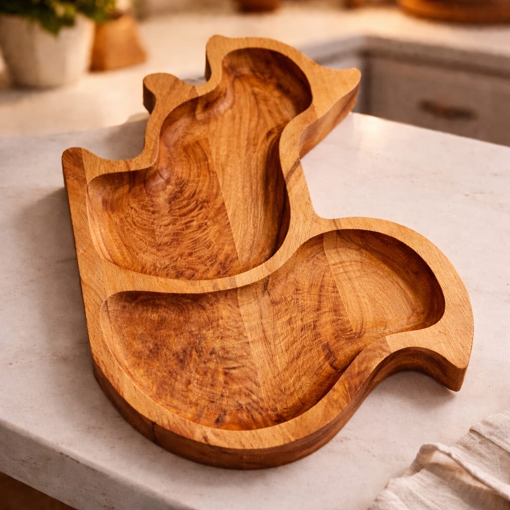 WOODEN PLATE SQUIRREL SHAPE