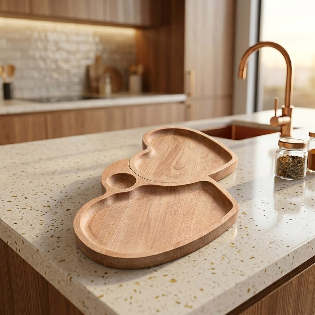 WOODEN PLATE HEART SHAPE 2 PCS