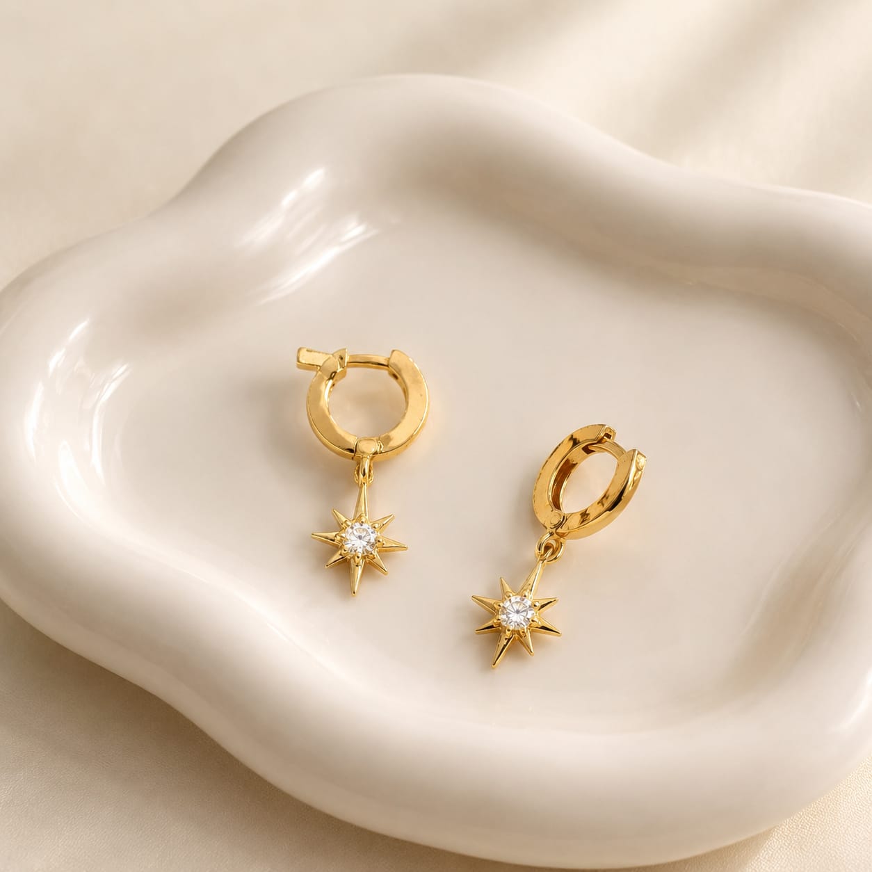 STERLING SILVER EARINGS GOLD DIAMOND