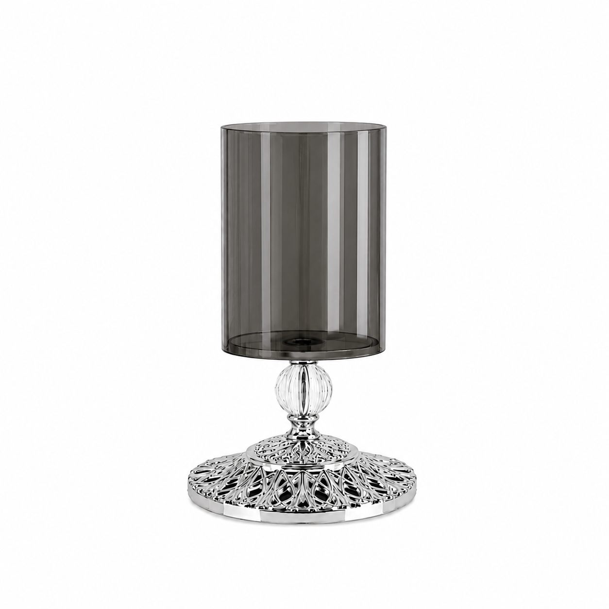 CANDLE HOLDER SINGLE GLASS SILVER SIRINLER